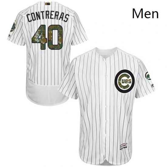 Mens Majestic Chicago Cubs 40 Willson Contreras Authentic White 2016 Memorial Day Fashion Flex Base Jersey